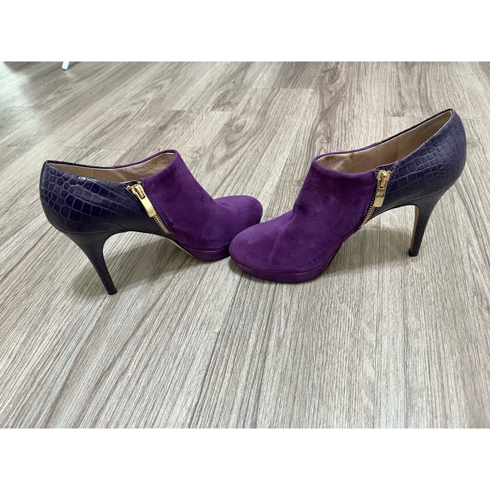 Vince Camuto Purple Suede Python Booties - image 1